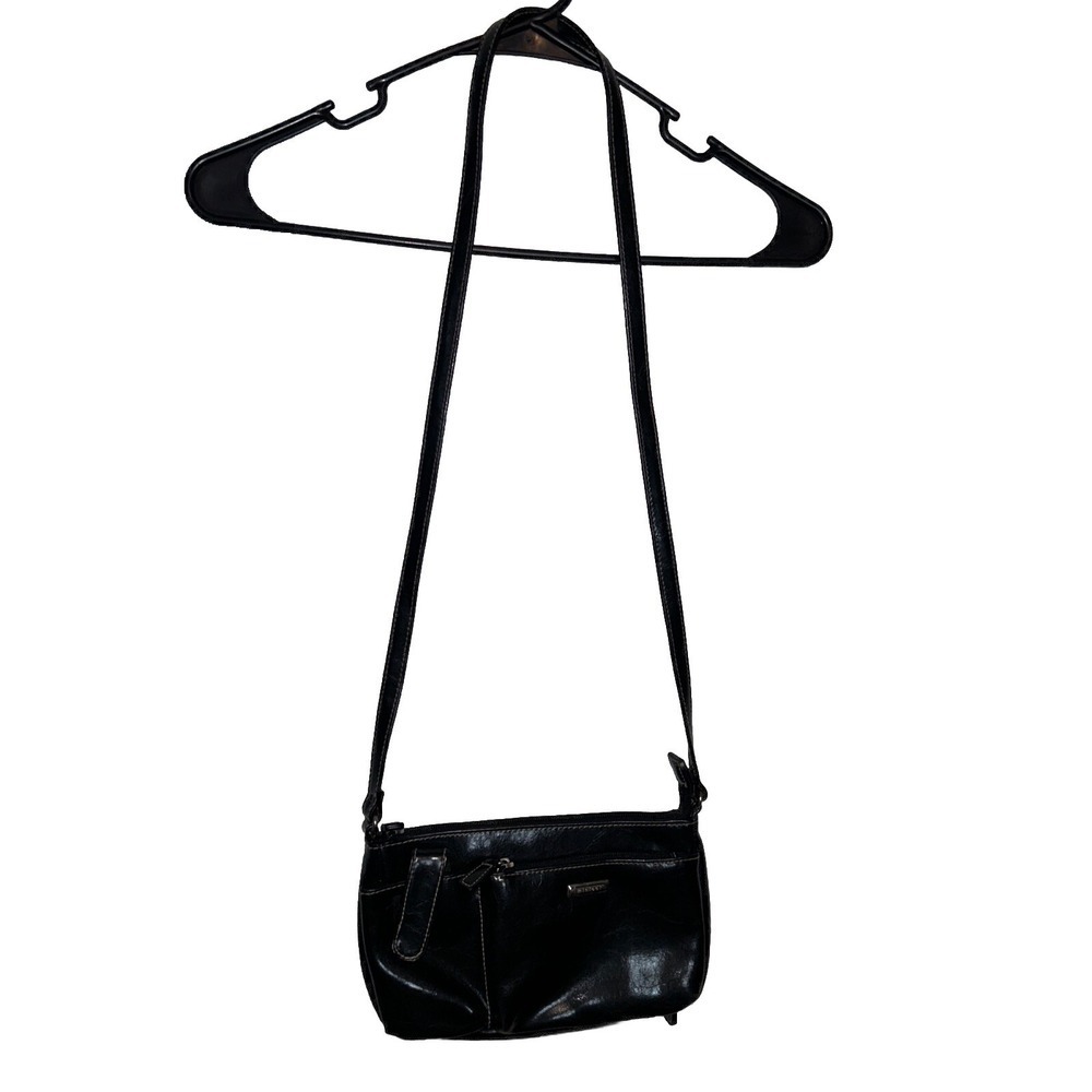 Minicci Y2K Black Faux Leather‎ Top Handle Shoulder Bag Silver Hardware Mini